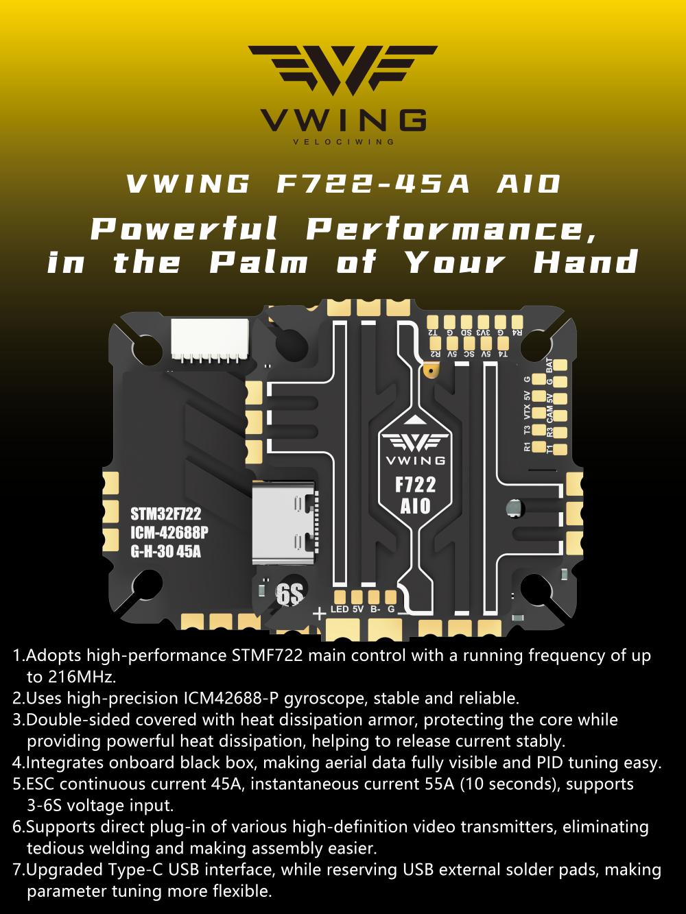 VWING F722 AIO Flight Controll - Betaflight Fc 评论和价格