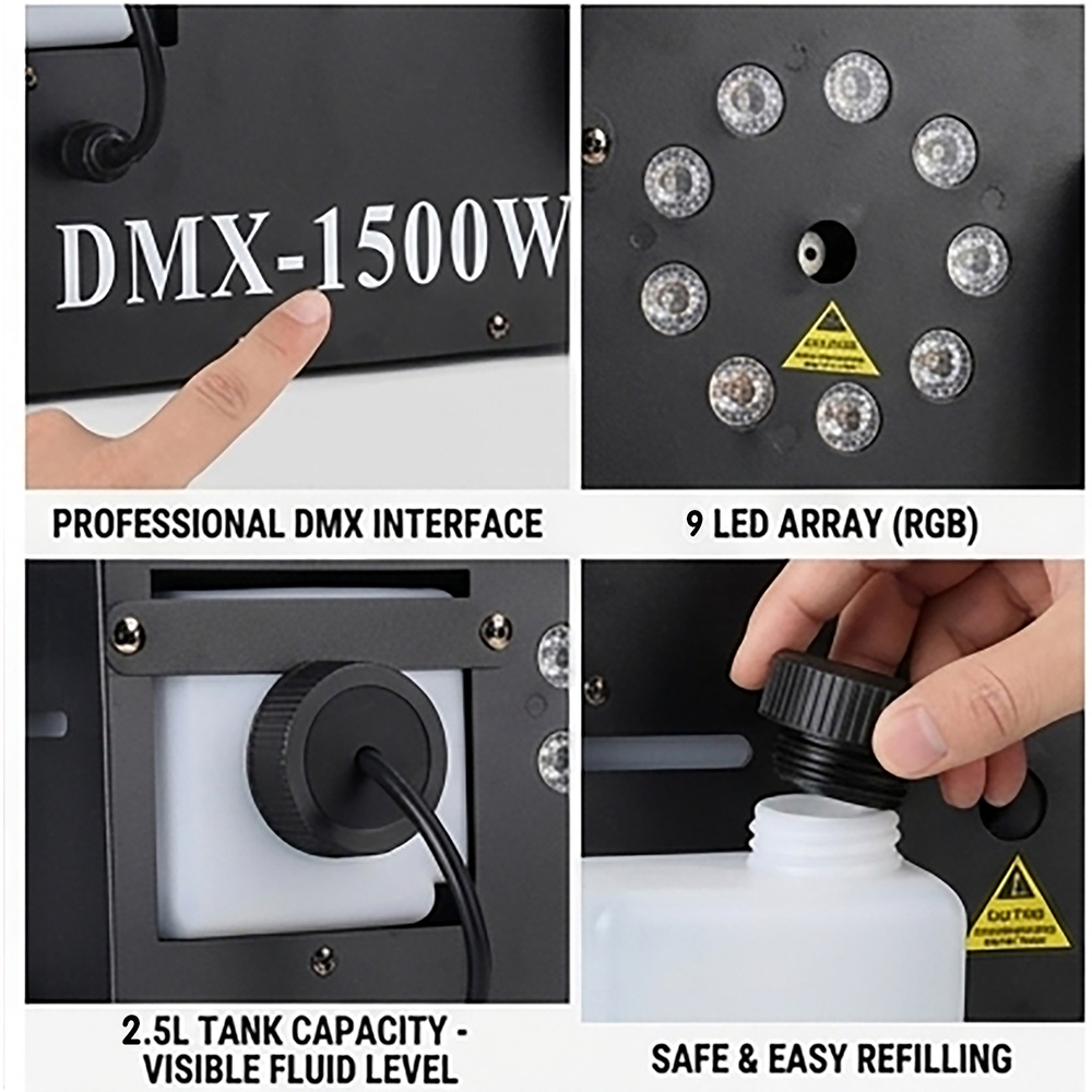 1500W Fog Smoke Machine RGB 9X - Smoke Stopper 评论和价格